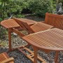 7-teilige Gartenmöbel-Gruppe Stockholm aus Eukalyptusholz mit Ausziehtisch und Hochlehnern.