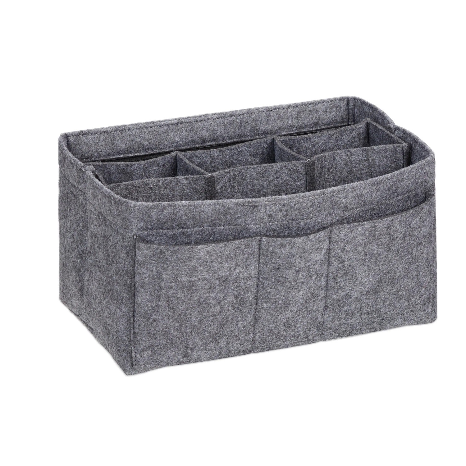 Relaxdays Taschenorganizer Filz Dunkelgrau Mit Mitteltrenner 17 cm x 29 cm x 19 cm 0,28 kg