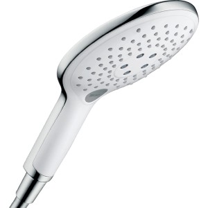 Hansgrohe Raindance Select S Handbrause 150 3jet in Weiß/Chrom, Aufsicht.