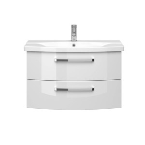 Pelipal Waschtisch Serie 4010, 84 cm, Weiß Hochglanz mit zwei Schubladen und Softclose.