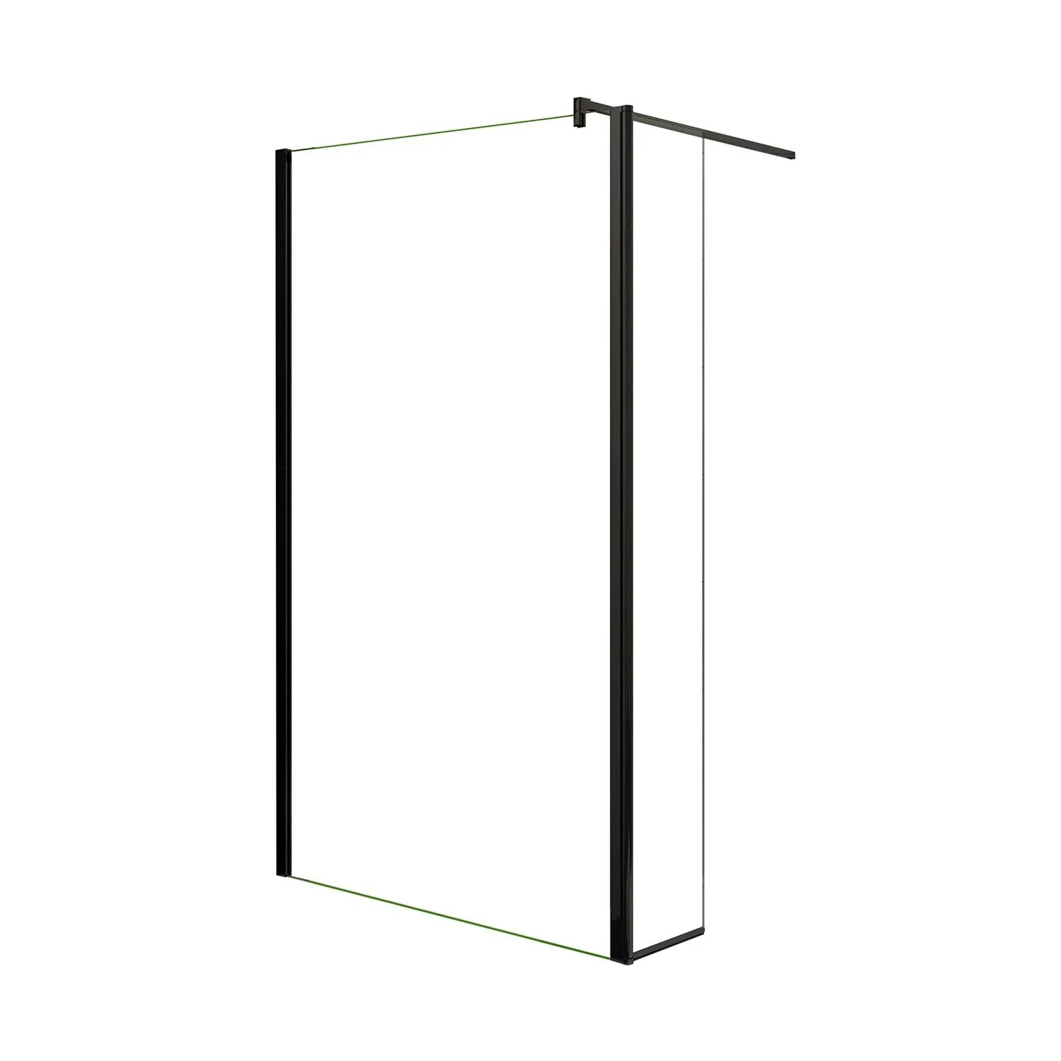 AICA Walk In Dusche 40x200cm Duschwand 10mm NANO ESG Glas Mit Stabilisatoren + Flipper Panel 30x200cm Schwarz Alu F131B