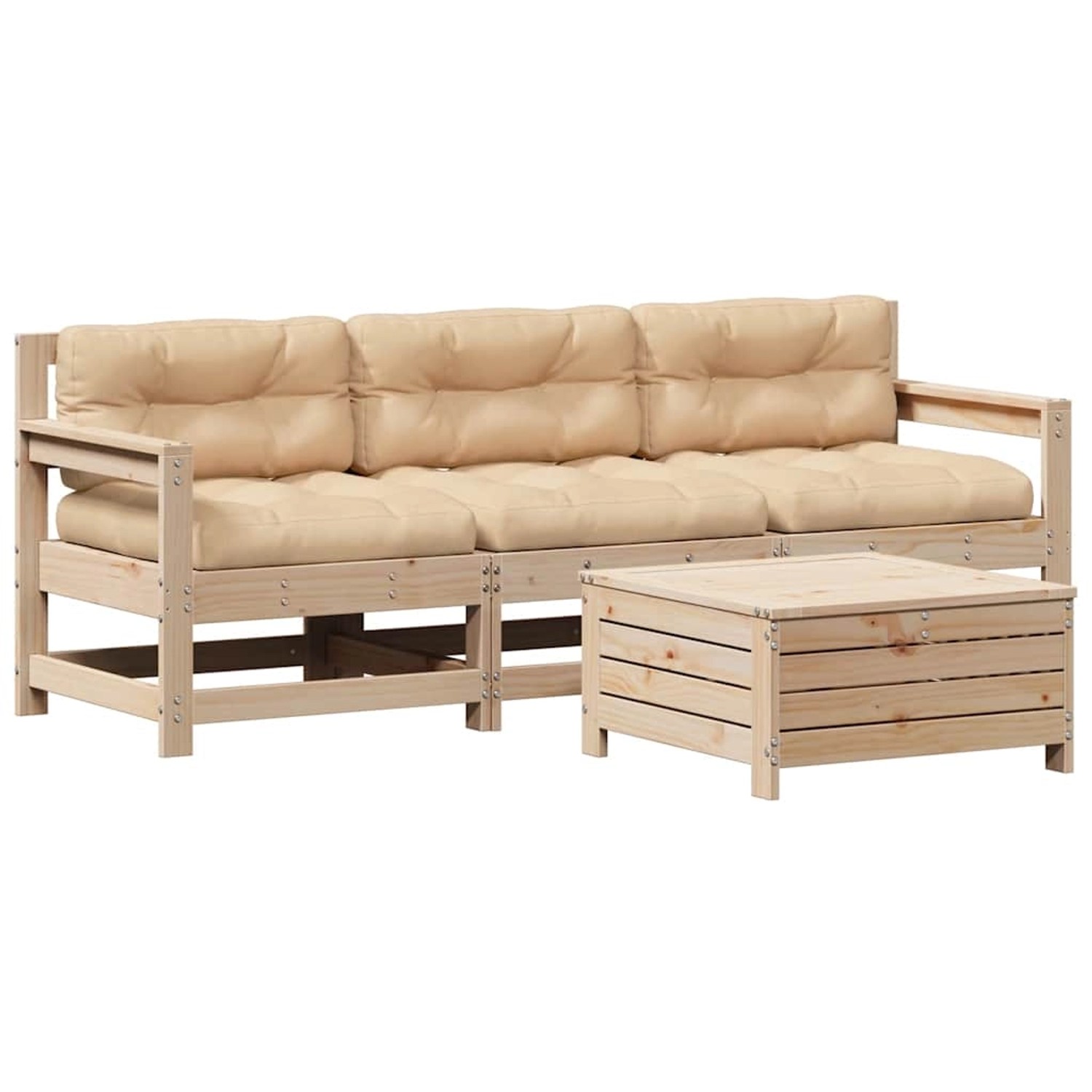 vidaXL 4-Tlg Garten-Lounge-Set mit Kissen Massivholz Kiefer 3250796 günstig online kaufen
