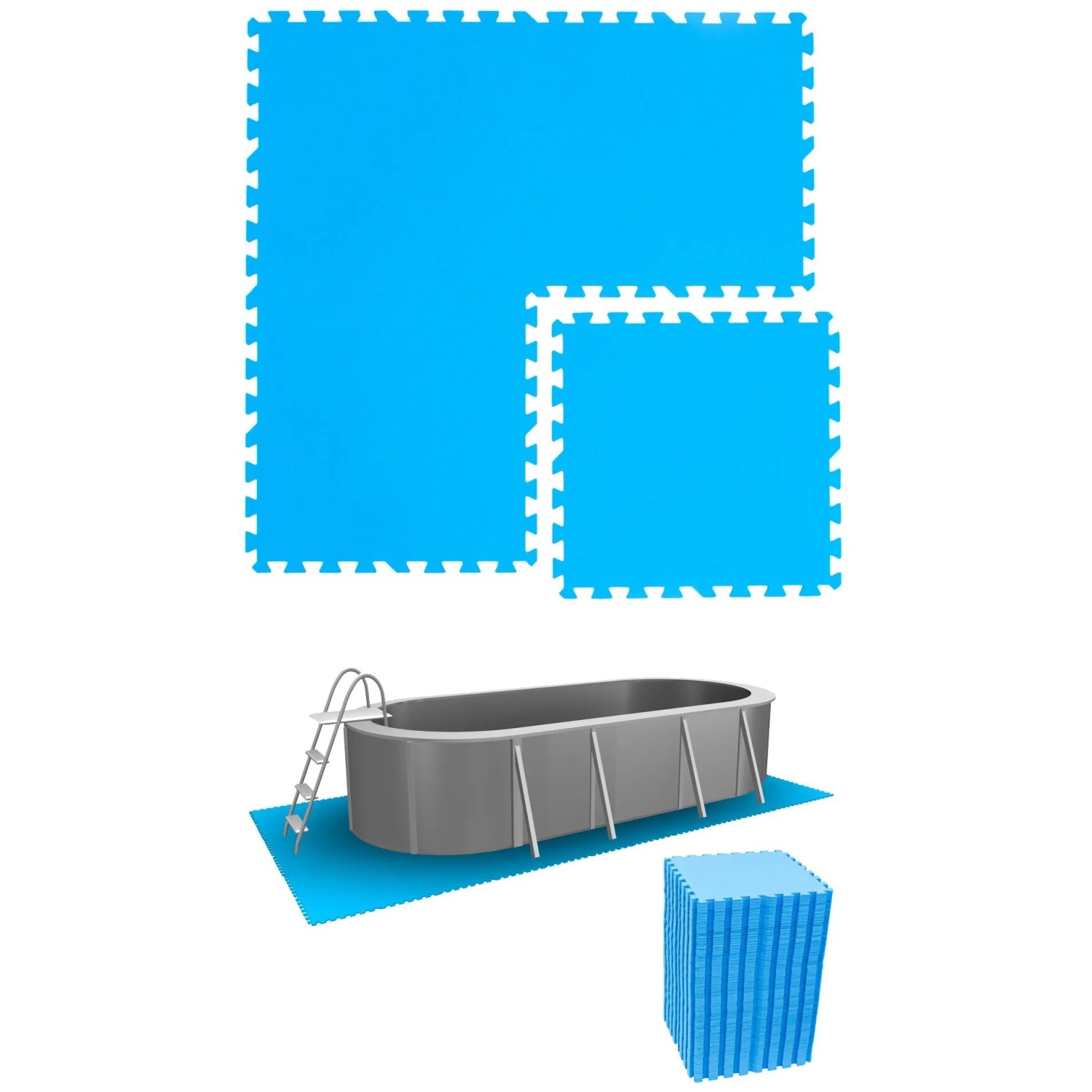 eyepower Poolunterlage 50 x 50 cm 72er Set Blau