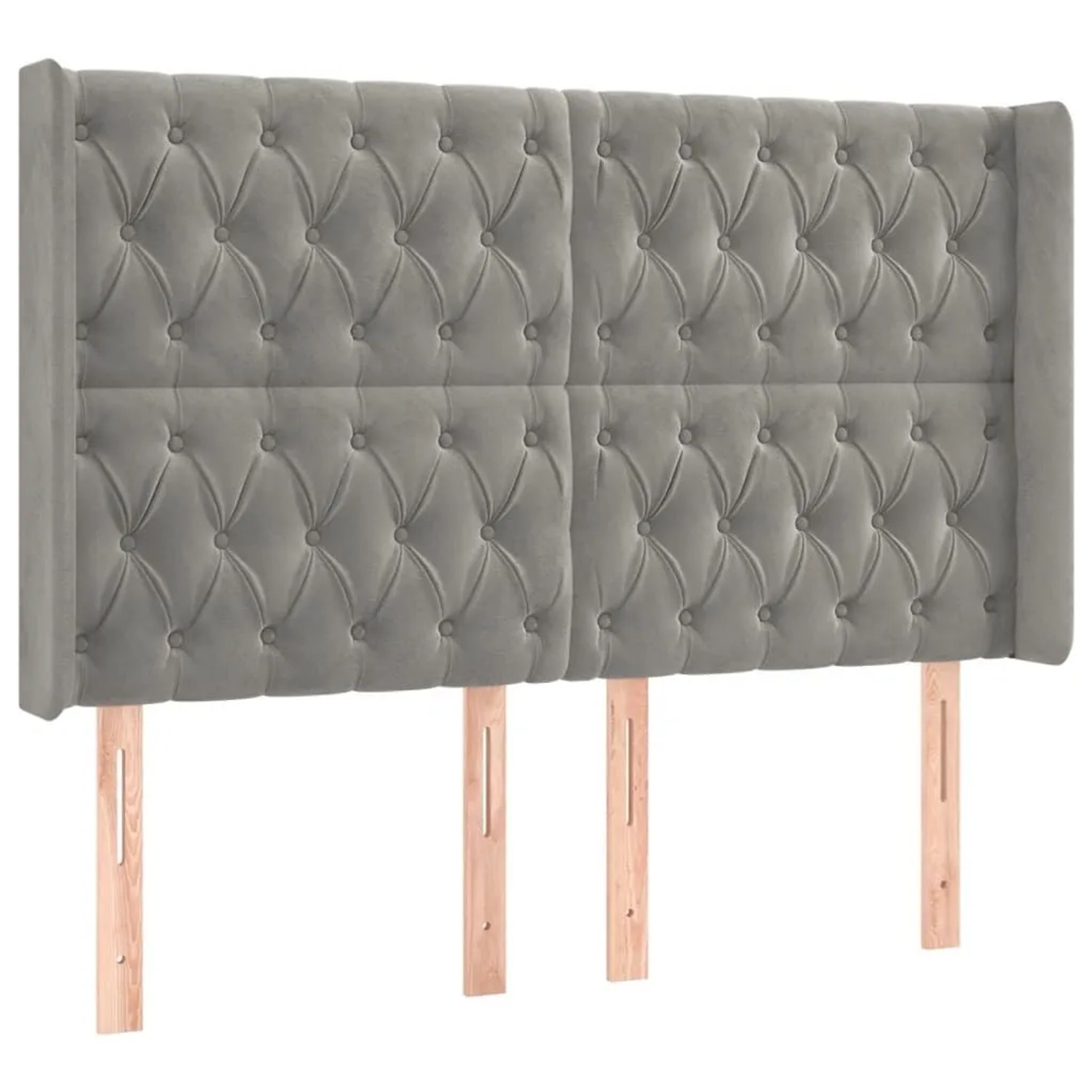 vidaXL Kopfteil mit Ohren Hellgrau 147x16x118/128 cm Samt 3119964