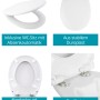 Calmwaters Stand-WC Set: Details zum WC-Sitz mit Absenkautomatik, Duroplast, Top-Fix Montage und Metallscharnier.