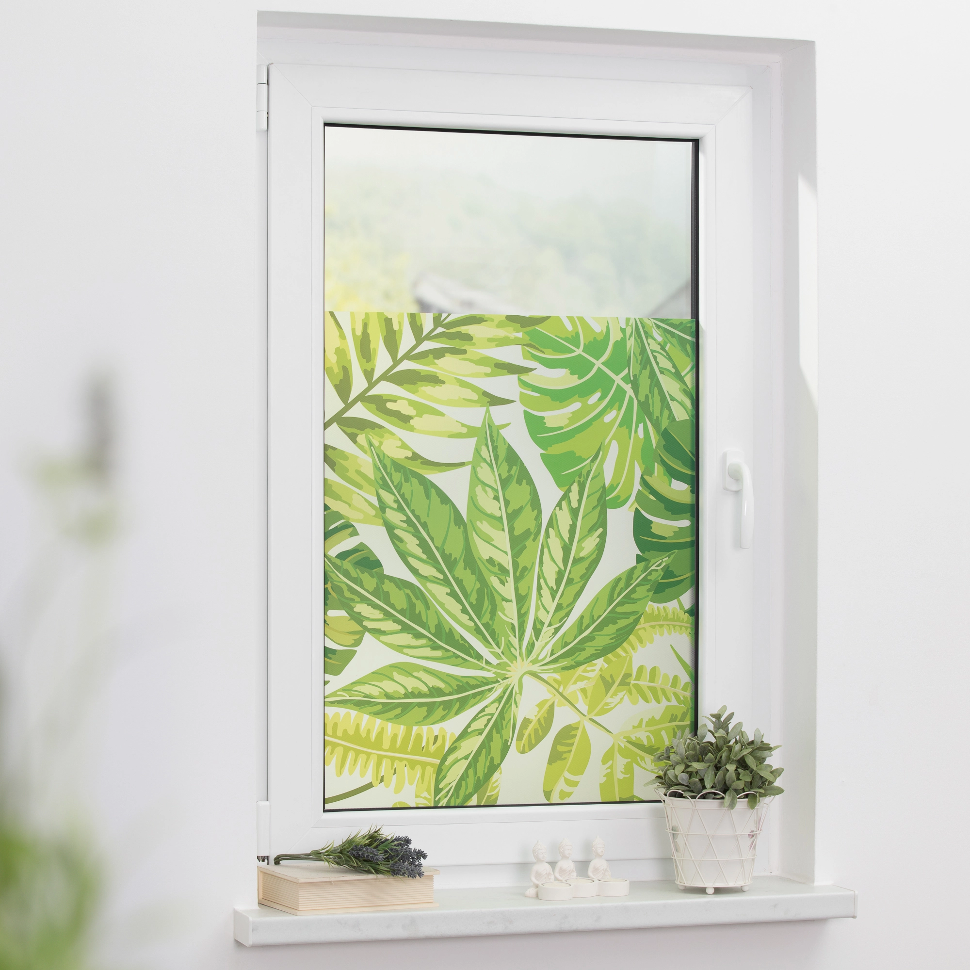 Lichtblick Fensterfolie selbstklebend mit Sichtschutz OBI Grün Blätter kaufen bei