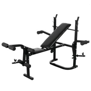 vidaXL Trainingsbank mit Ablage und Langhantel und Kurzhantel Set 60,5 kg 275363