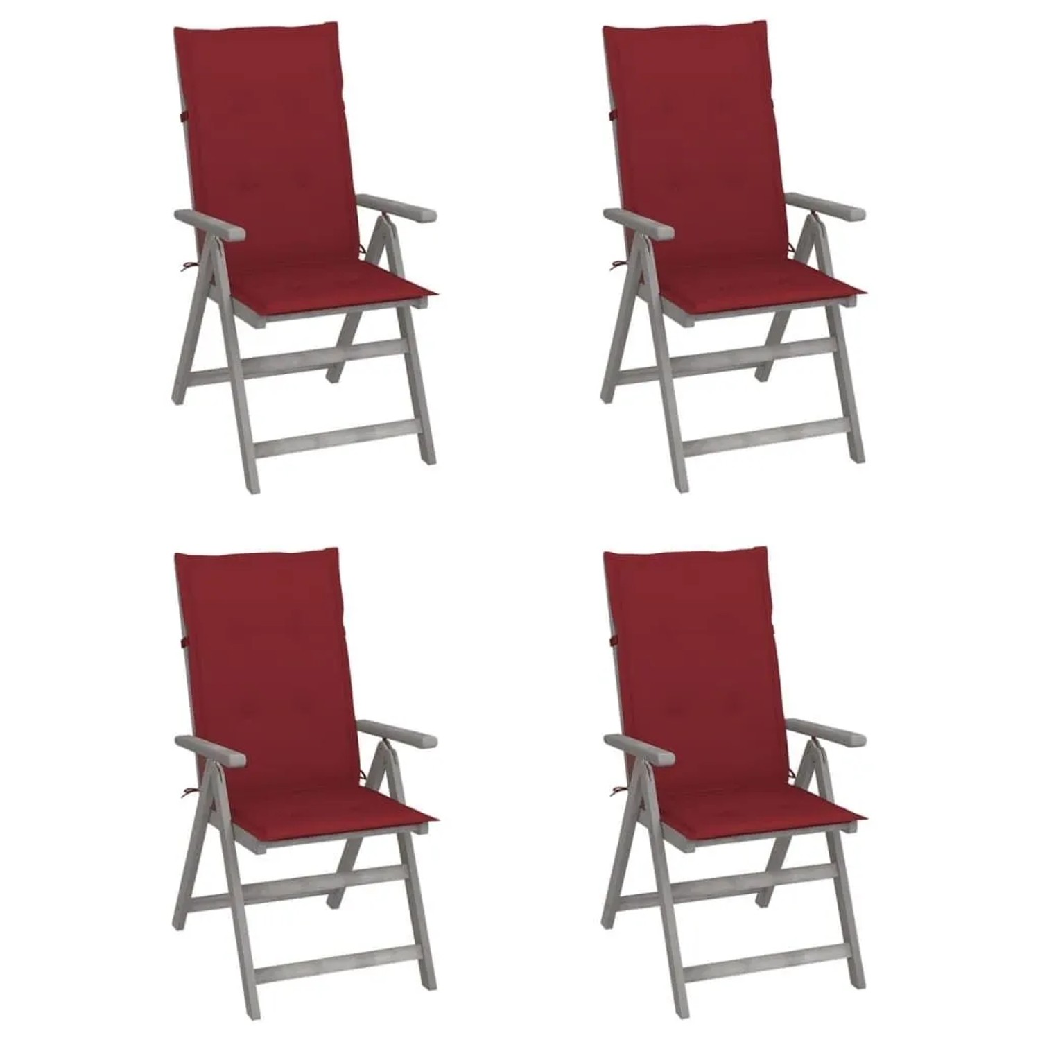 vidaXL Hochlehner Verstellbar 4 Stk mit Auflagen Massivholz Akazie 3065386
