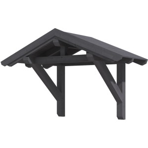 Skan Holz Haustürvordach Siegen 1, schiefergrau lasiert, 247x116 cm, aus Konstruktionsvollholz.