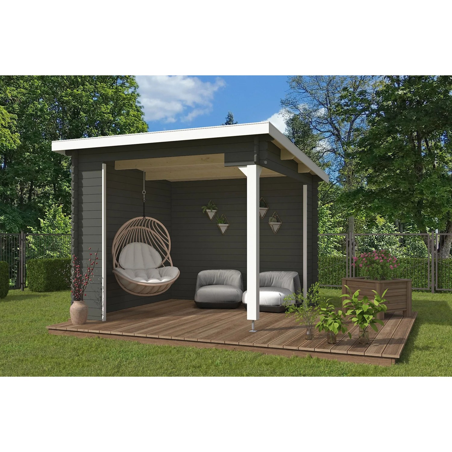 Lasita Gartenhaus Buffalo 380 Grau-Grün 380 cm x 275 cm