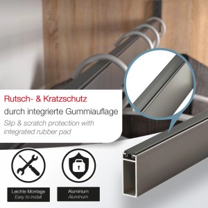 SOTECH Schrankrohr NANO, 2m, Titanoptik, mit Gummiauflage für Rutschschutz. Ideal für Kleiderschränke.
