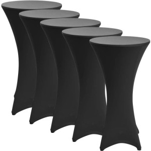 Beautissu Stella Stehtischhusse ø 80cm Schwarz 5tlg