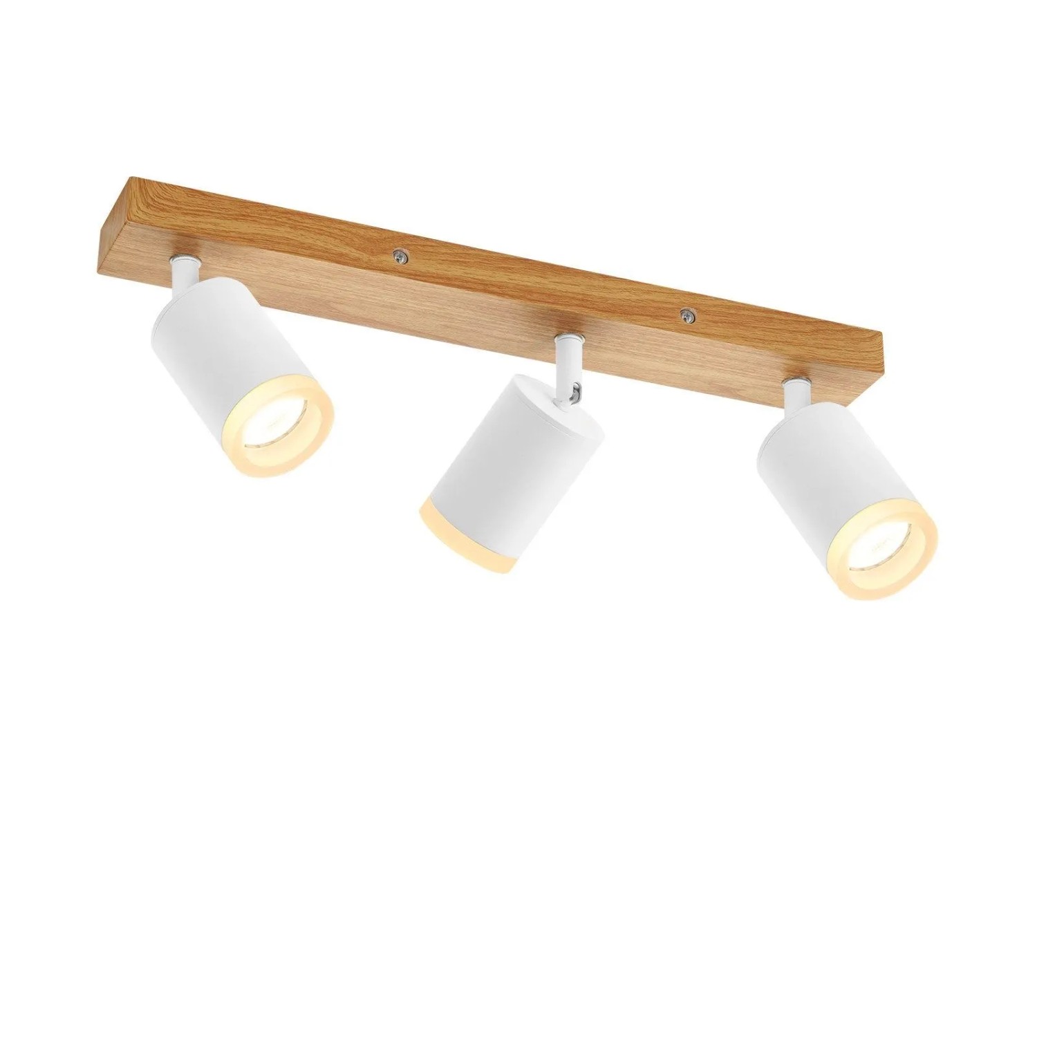 ZMH LED Deckenleuchte Deckenstrahler 3-Flammig Weiß GU10 Holz Drehbar Vintage ohne Leuchtmittel