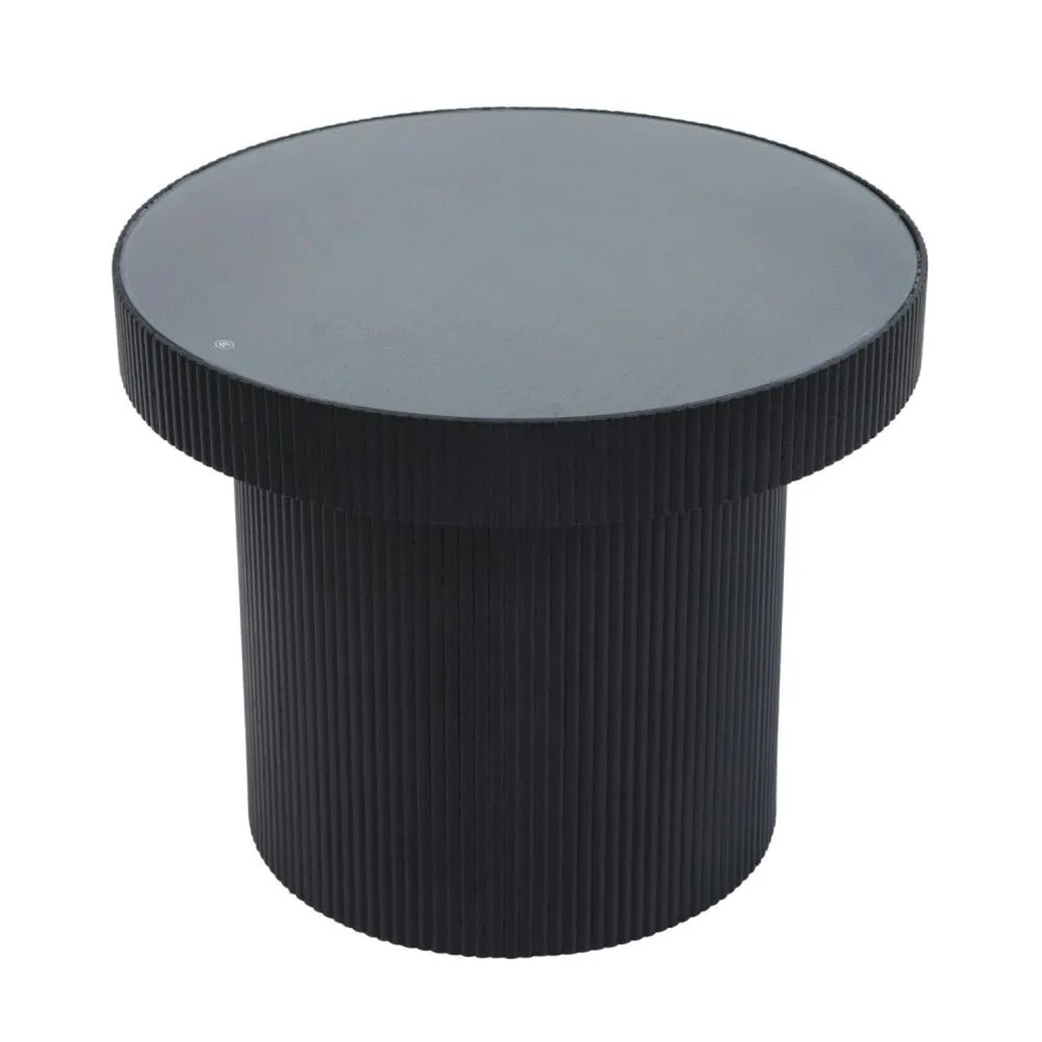 Svita Miguel Beistelltisch Mit Glas Coffeetable Couchtisch Klein Rund Sofatisch Schwarz/Schwarz 59 x 45 cm ø x H