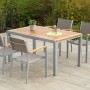 Merxx Naxos Gartenmöbel-Set mit 4 Stapelsesseln und Ausziehtisch (150-200x90 cm).