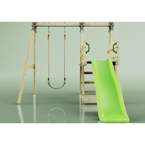 Helle OutdoorToys Holzschaukel Orchidee mit Rutsche für Kinder.