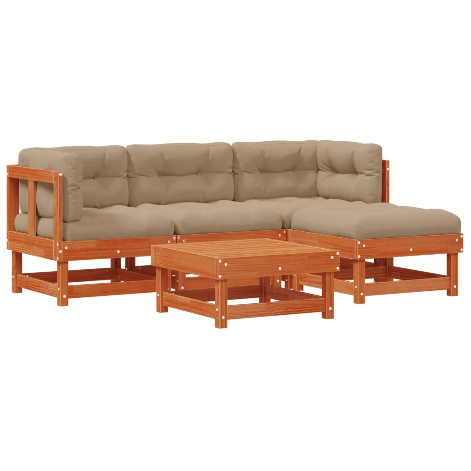 vidaXL Garten-Lounge-Set 15-Tlg Wachsbraun Massives Kiefernholz 3418118