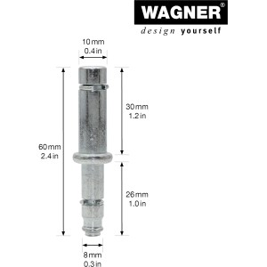 Wagner Reduzierstift (2er-Set), 60 mm, aus verzinktem Stahl für Rollen und Räder.