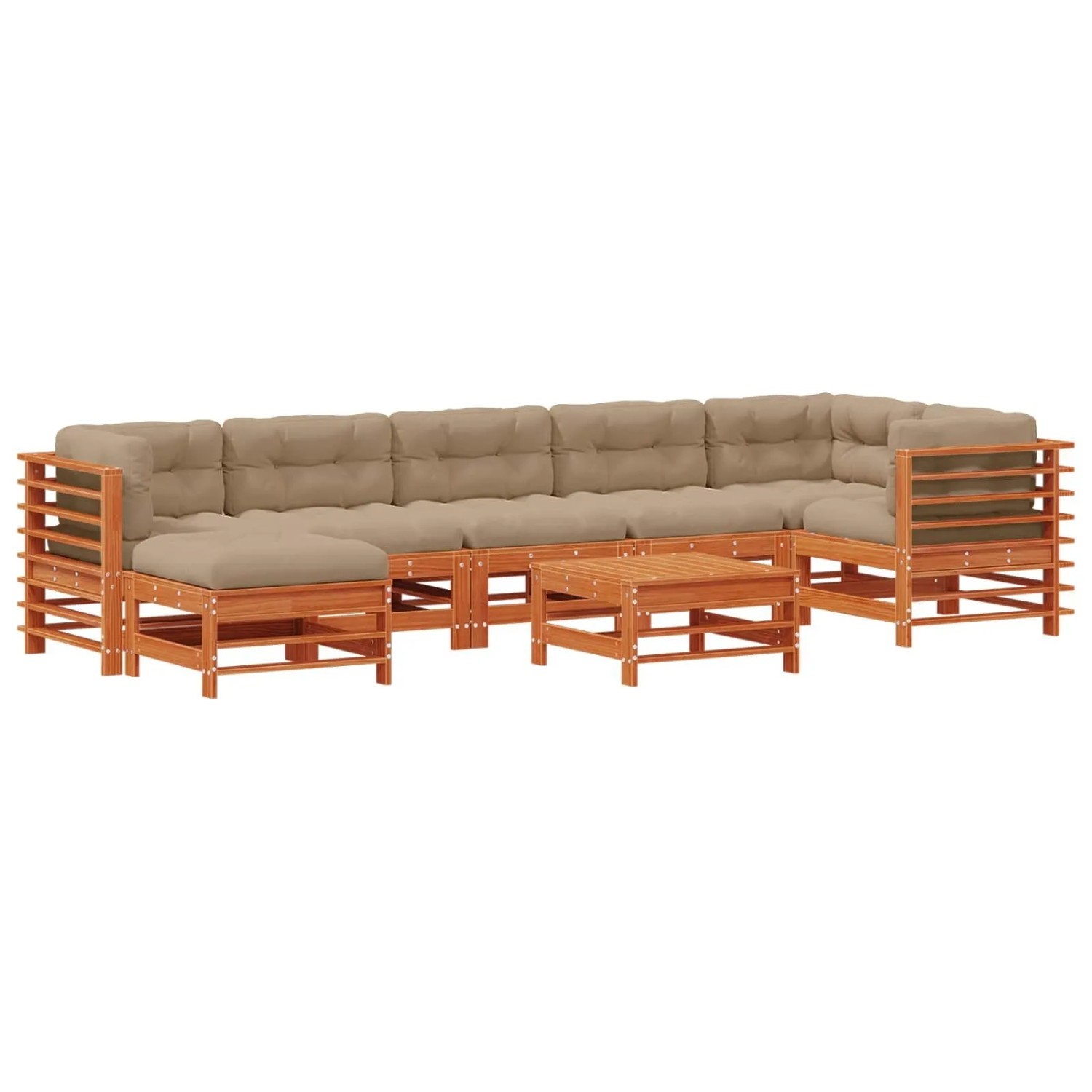 vidaXL Garten-Lounge-Set 8 Stk Wachsbraun Massives Kiefernholz 3418105