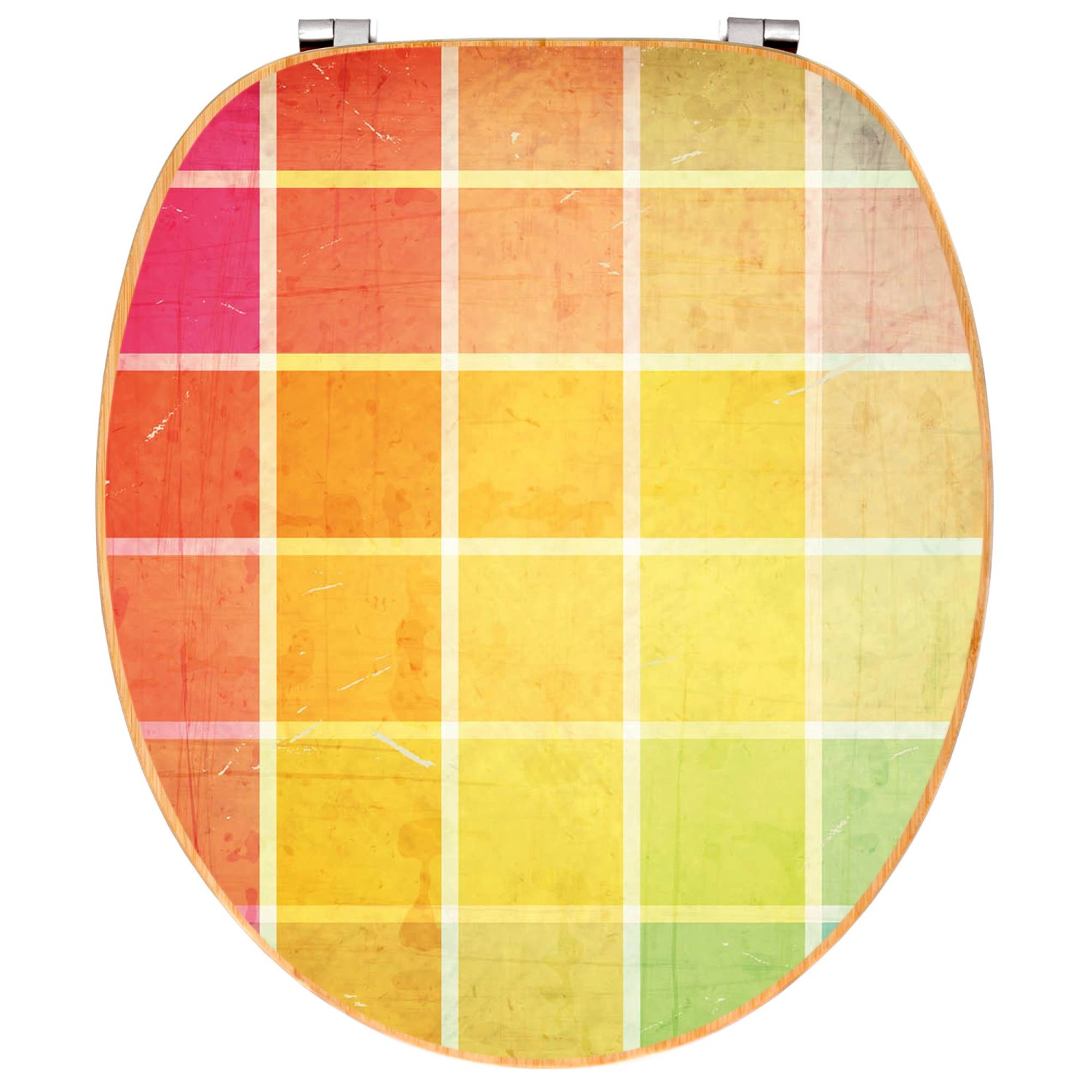 Banjado WC-Sitz aus Bambus mit bunten Glasbausteinen Motiv. Toilettendeckel mit Universal Scharnieren.