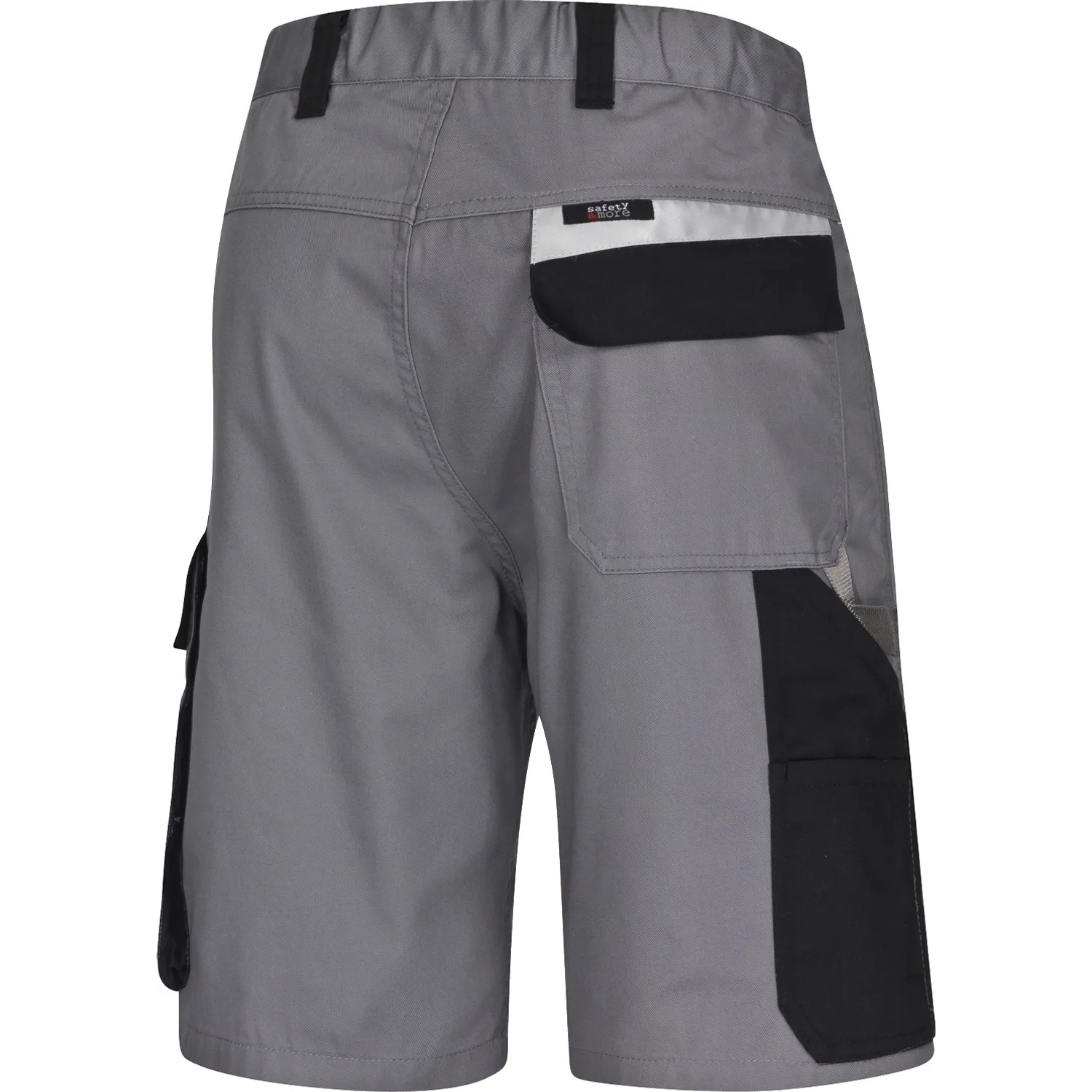 Safety&More Arbeitsbermuda Extreme, grau-schwarz, Gr. XL, mit vielen Taschen und Reflexeinsatz.