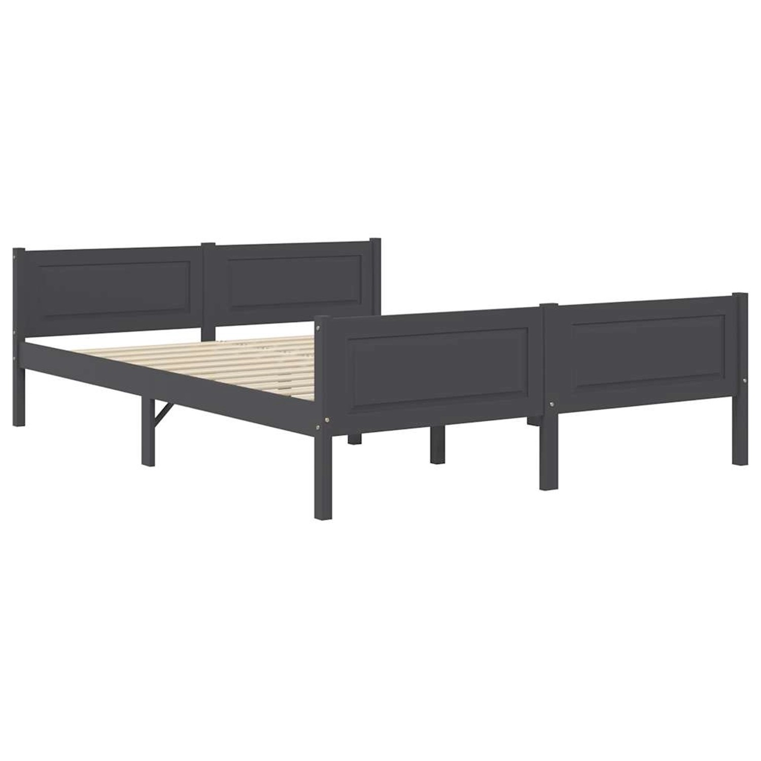 vidaXL Massivholzbett Kiefer Grau 160x200 cm649542