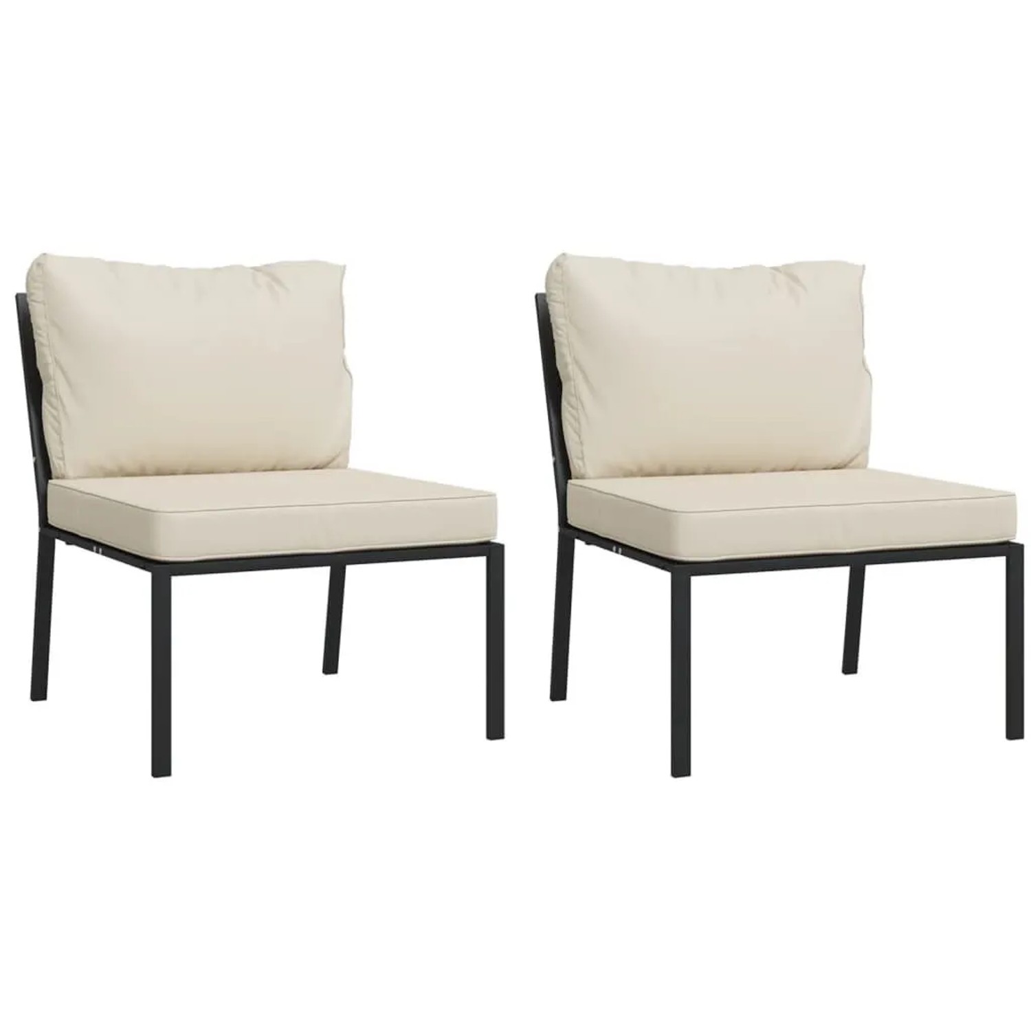 Furnicato Gartenstühle Mit Sandfarbigen Kissen 2 Stk 60x74x79 Cm Stahl