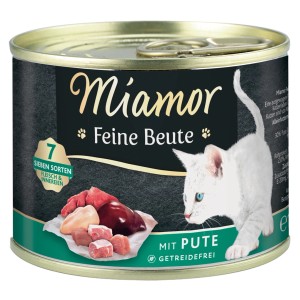 Miamor Feine Beute Pute, 185g Dose Katzen-Nassfutter mit Fleisch und Innereien.