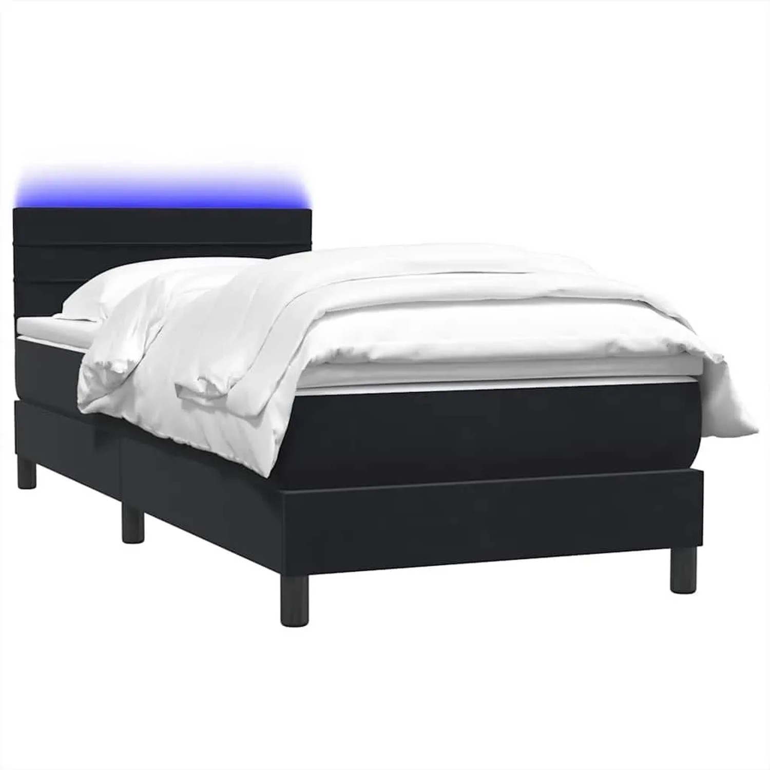 vidaXL Boxspringbett mit Matratze & LED Schwarz 80x220 cm Samt 3317003 günstig online kaufen