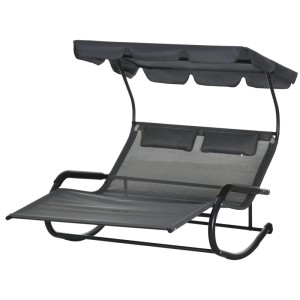 Outsunny Doppel-Sonnenliege Stahl EVA Dunkelgrau 200L x 139B x 140H cm