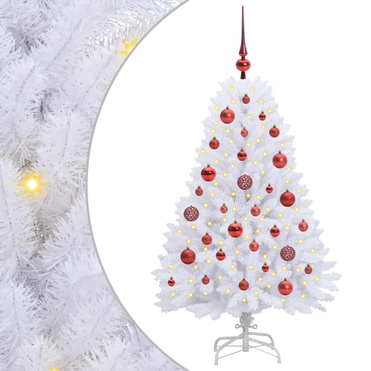 vidaXL Künstlicher Klappbarer Weihnachtsbaum Weiß 120 cm PVC und Stahl 3426576