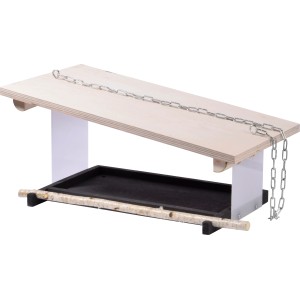 Dobar Vogelfutterhaus Futura II mit Futterstation und Kette, Holz/Kunststoff, 22x18cm.