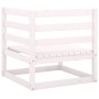 Weißes Garten-Ecksofa aus Kiefernholz (2er-Set) für den Außenbereich.