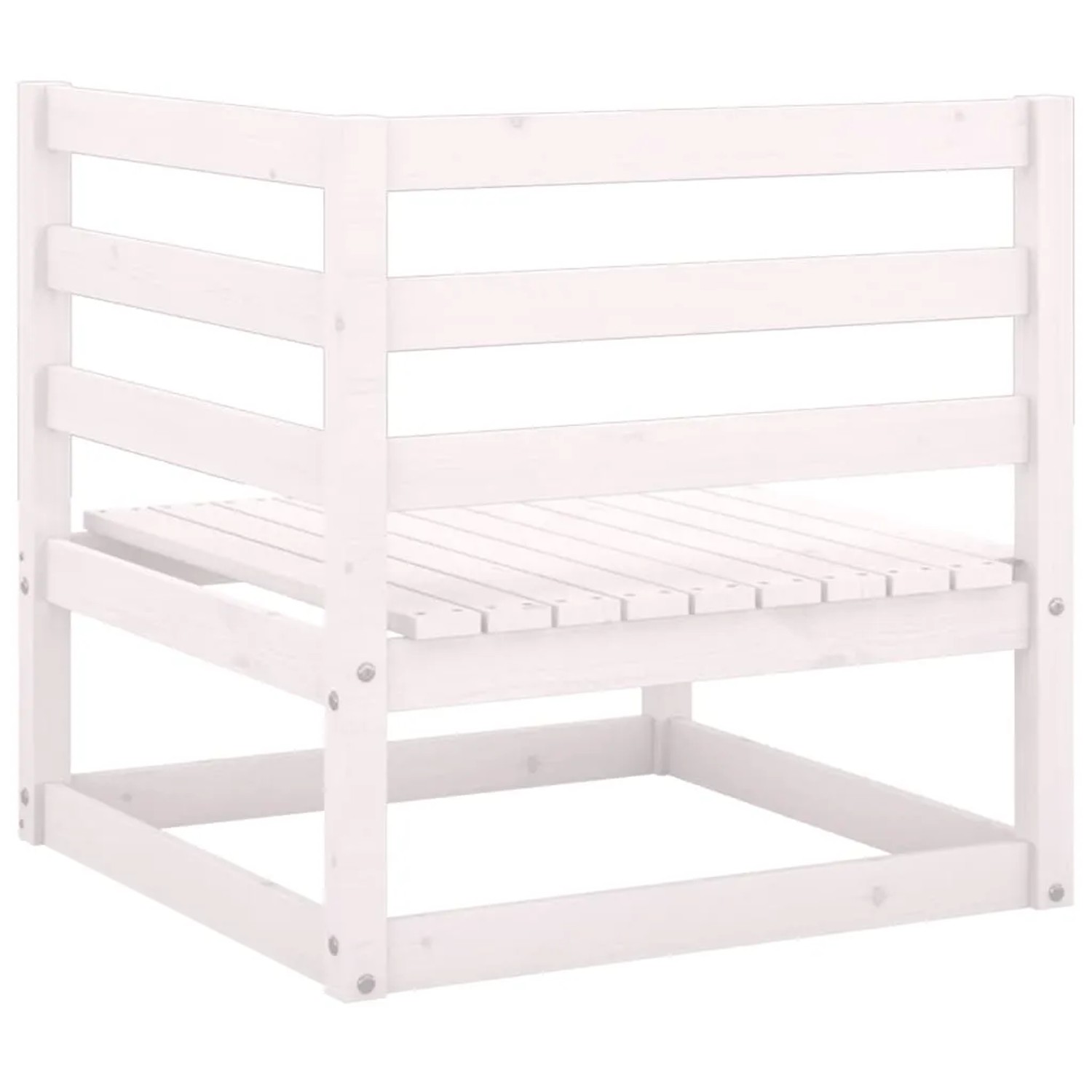 Weißes Garten-Ecksofa aus Kiefernholz (2er-Set) für den Außenbereich.