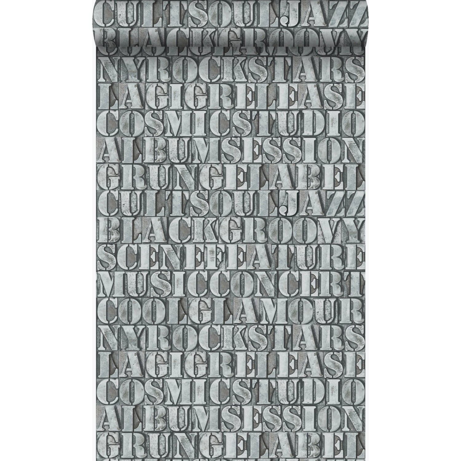 Origin Luxury Wallcoverings Tapete Alte Eiserne Druckbuchstaben Lagunengrün günstig online kaufen