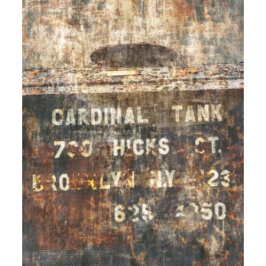 Rasch Digitaltapete Factory IV: Fototapete in Rostrot mit Beton-Optik und Schrift.