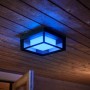 Quadratische Philips Hue Econic LED-Wandleuchte mit Farbwechsel für den Außenbereich.