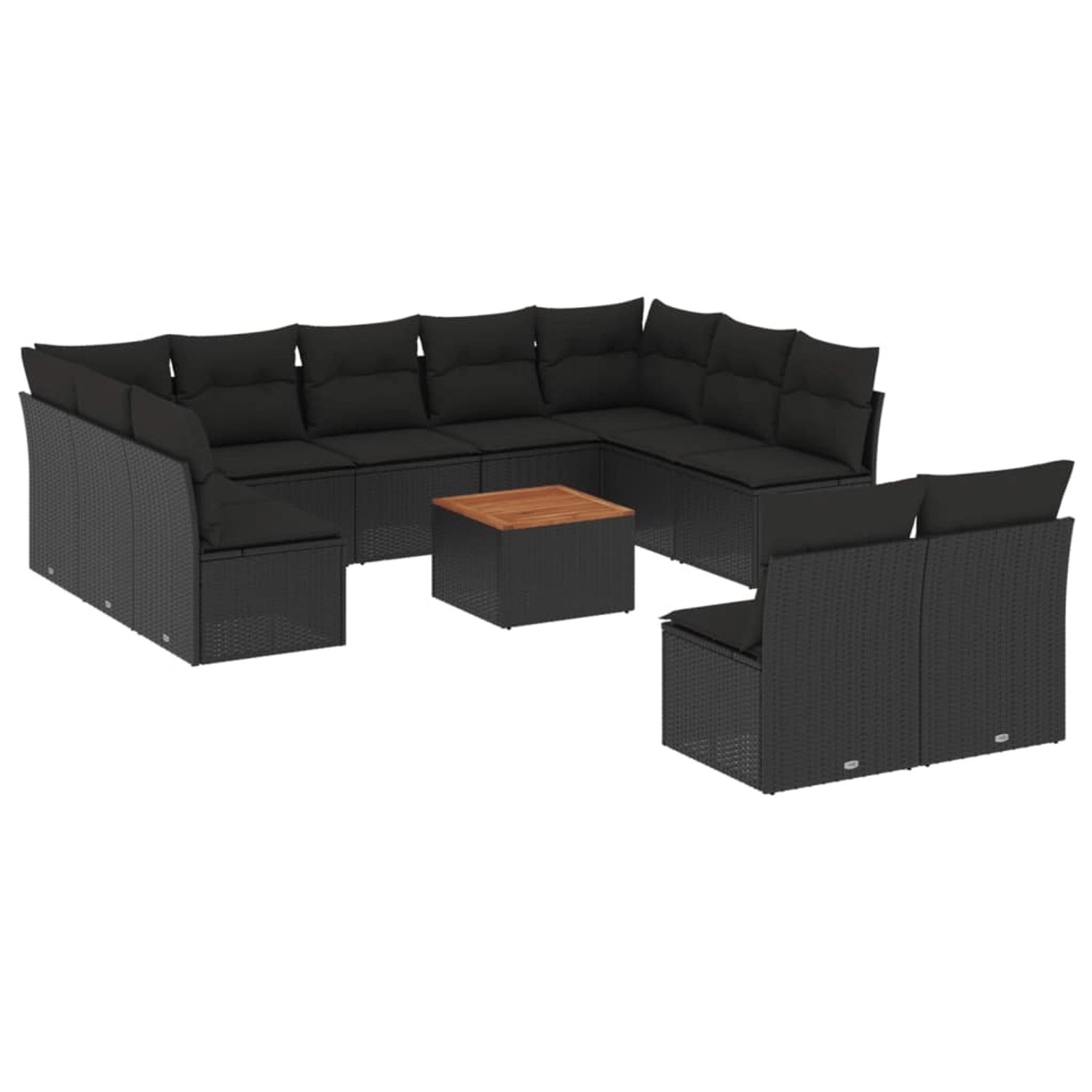 vidaXL 12-Tlg Garten-Sofagarnitur mit Kissen Schwarz Poly Rattan 3256216 günstig online kaufen