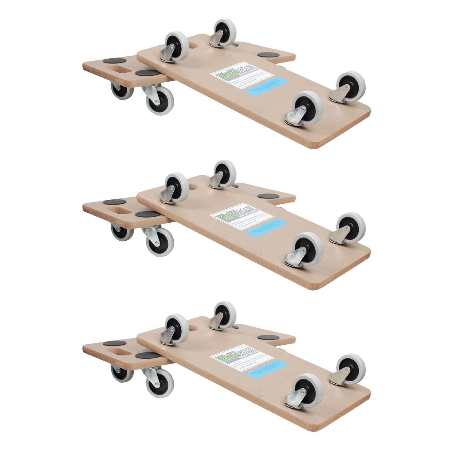 TRUTZHOLM 6er Set Transportroller Soft Wheel Indoor MDF 200 kg Möbelroller