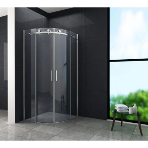 Moderne Glasdeals Viertelkreis Duschkabine BARARO 80x80 cm mit 8 mm ESG Sicherheitsglas und Schiebetür.