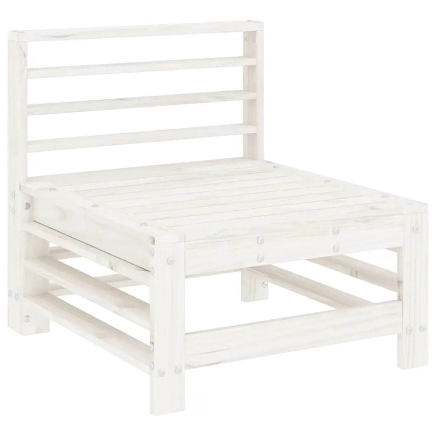 vidaXL Garten-Mittelsofa Weiß Massivholz Kiefer 825612