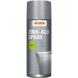 OBI Zink-Alu Spray, silbergrau matt, 400ml Dose für Rostschutz und Metallbeschichtung.