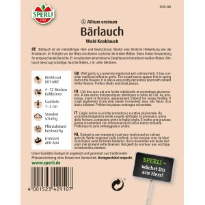 Sperli Bärlauch "Waldknoblauch" Kräutersamen Packung mit weißer Schrift auf grünem Grund.