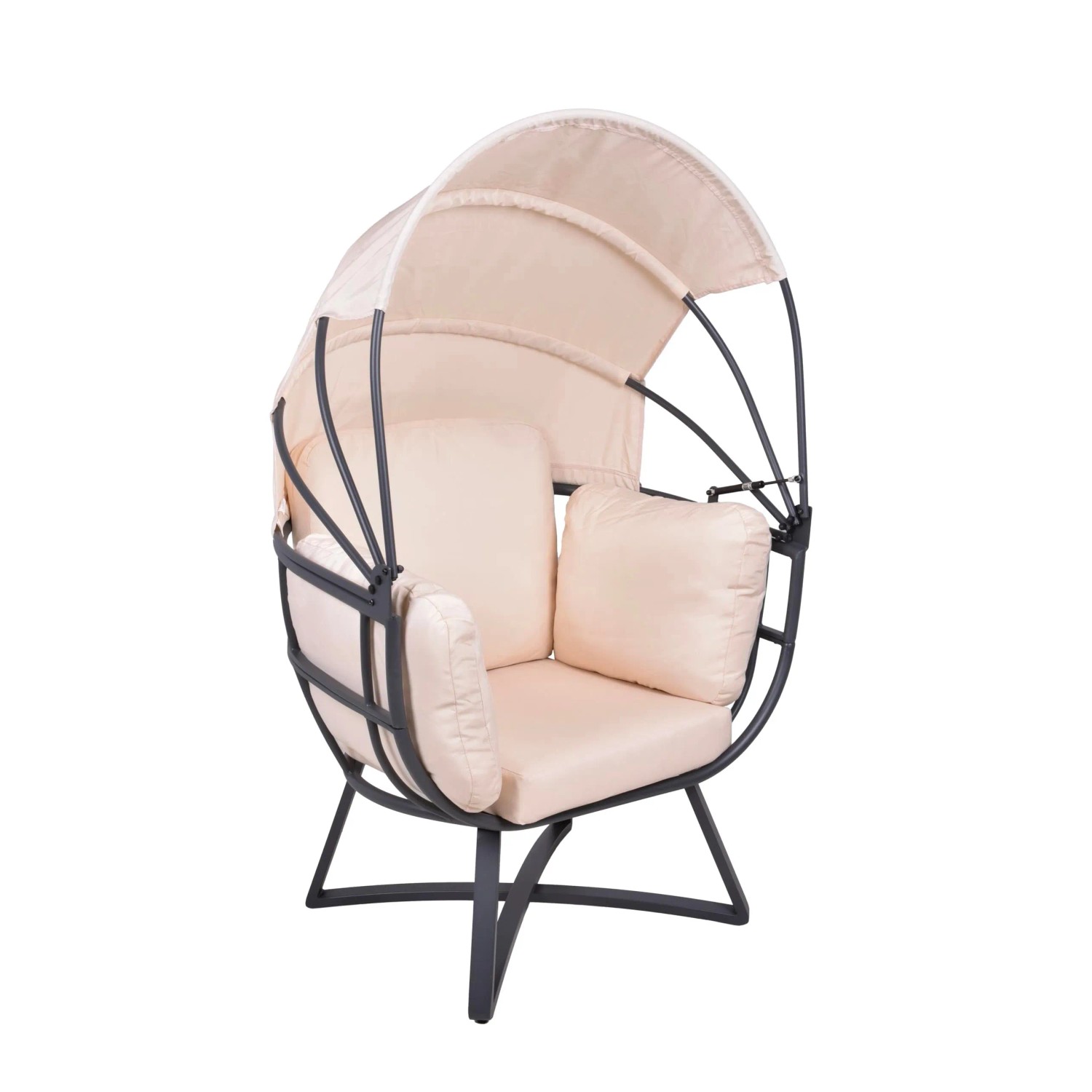 DELUKE Gartenmuschel JUSTUS Kunststoff Beige Sonneninsel Outdoor Relaxsessel Dach Garten Pool
