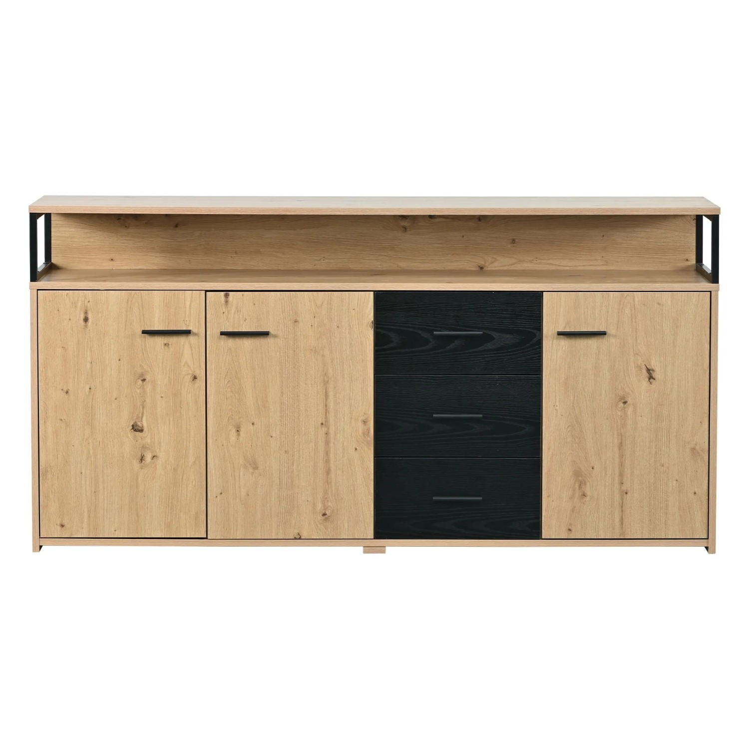 Merax Sideboard 150x35x75 cm 3 Türen 3 Schubladen Industriestil