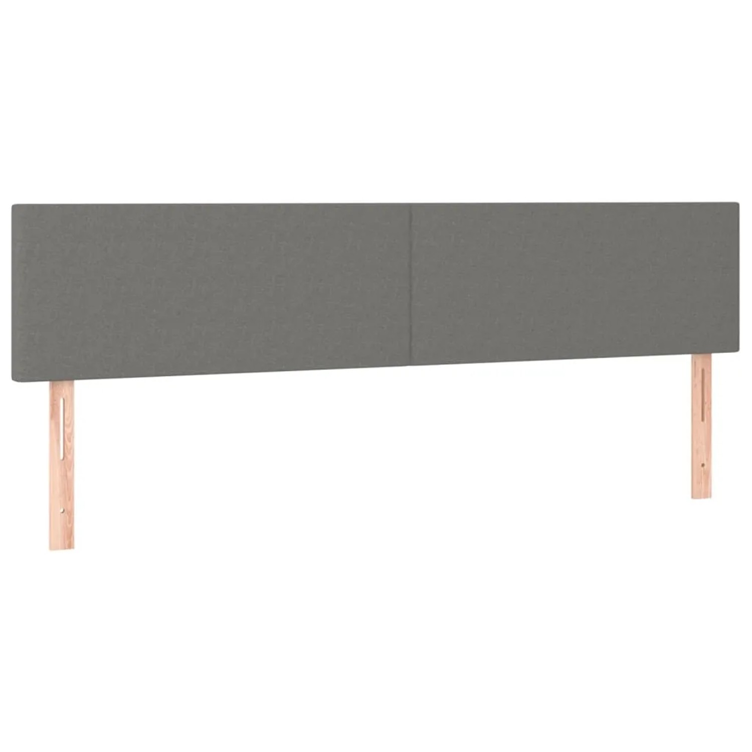 Dunkelgraues vidaXL Boxspringbett Kopfteil mit Holzfüßen, Stoffbezug, 160x200 cm.