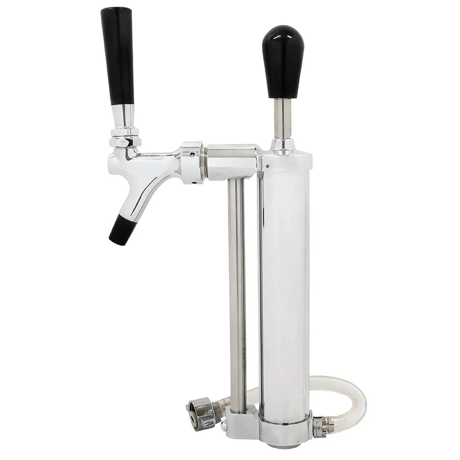 Ich-Zapfe Bierpumpe Picknickpumpe mit Zapfhahn Kolbenschankhahn 5/8 Zoll Kohlensäure-Abgang Metall Silber