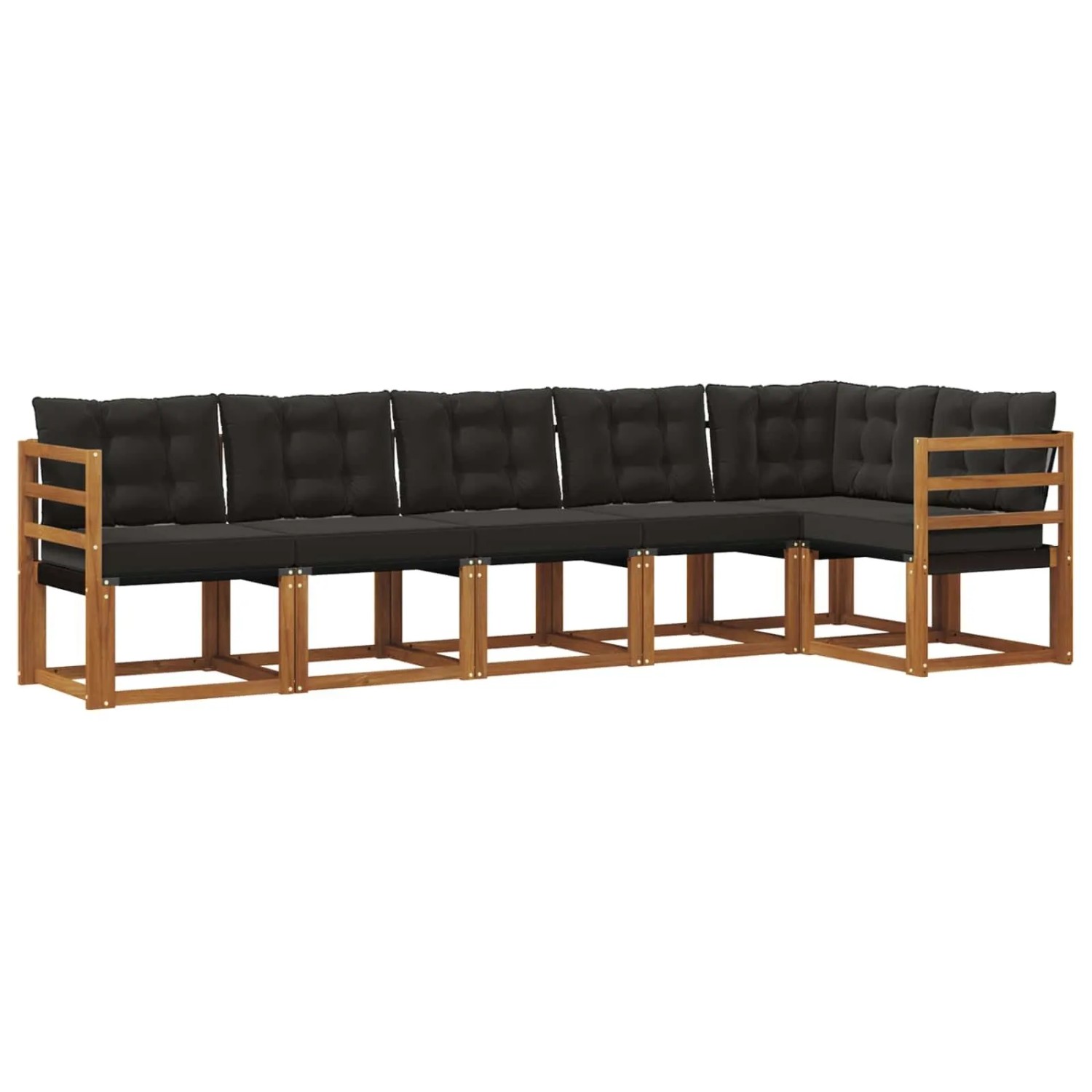 vidaXL Outdoor-Sofagarnitur mit Kissen 6-Tlg Natur und Schwarz 3368703