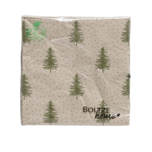 Boltze Servietten Platina mit Tannenbaum Muster, 20 Stück für die Weihnachtsdekoration.