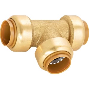 Steck-T-Stück Ø 18 mm aus Messing für Wasser- und Heizungsinstallationen.